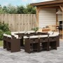 Set da Pranzo da Giardino 11 pz con Cuscini Polyrattan Marrone