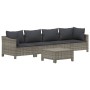 Set Divani da Giardino 5 pz con Cuscini in Polyrattan Grigio