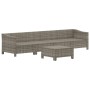 Set Divani da Giardino 5 pz con Cuscini in Polyrattan Grigio