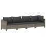 Set Divani da Giardino 5 pz con Cuscini in Polyrattan Grigio