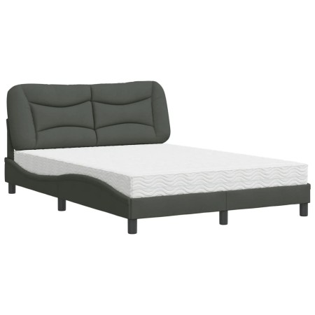 Letto con Materasso Grigio Scuro 140x200cm Tessuto