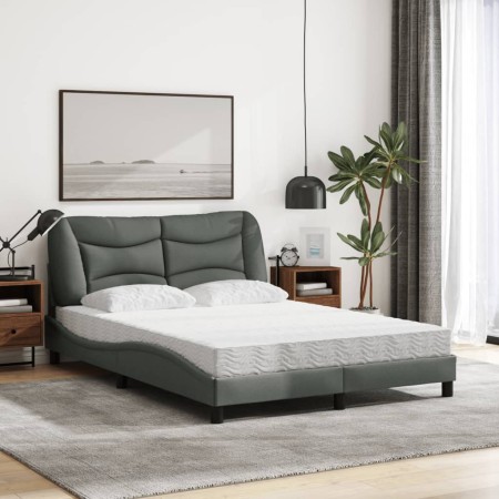 Letto con Materasso Grigio Scuro 140x200cm Tessuto