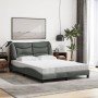 Letto con Materasso Grigio Scuro 140x200cm Tessuto