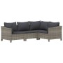 Set Divani da Giardino 7 pz con Cuscini in Polyrattan Grigio