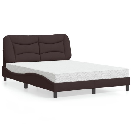 Letto con Materasso Marrone Scuro 120x200cm Tessuto