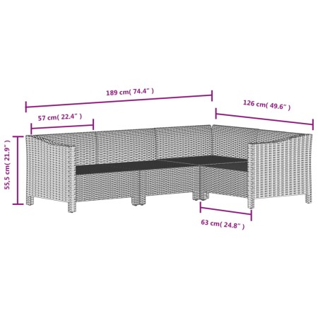 Set Divani da Giardino 7 pz con Cuscini in Polyrattan Grigio