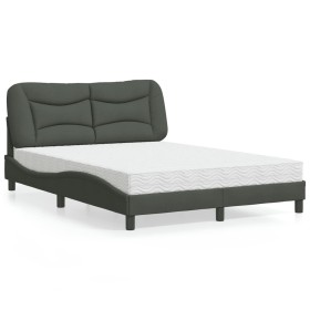 Letto con Materasso Grigio Scuro 120x200 cm Tessuto