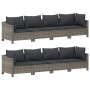 Set Divani da Giardino 9 pz con Cuscini in Polyrattan Grigio