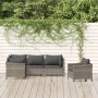 Set Divani da Giardino 5 pz con Cuscini in Polyrattan Grigio