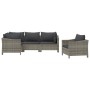 Set Divani da Giardino 5 pz con Cuscini in Polyrattan Grigio