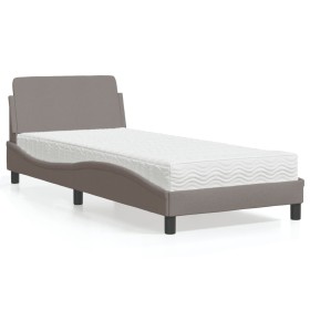 Letto con Materasso Tortora 90x190 cm in Tessuto