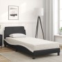 Letto con Materasso Nero e Bianco 90x190 cm in Similpelle