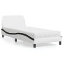 Letto con Materasso Nero e Bianco 90x200 cm in Similpelle