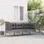 Set Divani da Giardino 3 pz con Cuscini in Polyrattan Grigio