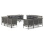 Set Divani da Giardino 12 pz con Cuscini in Polyrattan Grigio