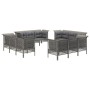 Set Divani da Giardino 12 pz con Cuscini in Polyrattan Grigio