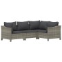 Set Divani da Giardino 6 pz con Cuscini in Polyrattan Grigio