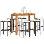 Set Bar da Giardino 7 pz Nero in Legno Acacia e Polyrattan