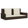 Panchina a Dondolo con Cuscini Marrone 119x56x48 cm Polyrattan