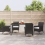 Set da Pranzo da Giardino 5 pz Nero con Cuscini in Polyrattan