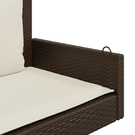 Panchina a Dondolo con Cuscini Marrone 119x56x48 cm Polyrattan