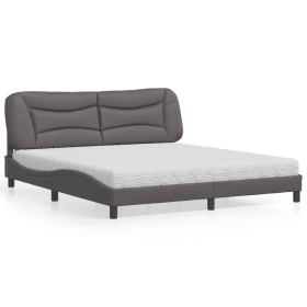 Letto con Materasso Grigio 180x200 cm in Similpelle