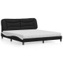 Letto con Materasso Nero e Bianco 180x200 cm in Similpelle