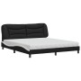 Letto con Materasso Nero e Bianco 180x200 cm in Similpelle