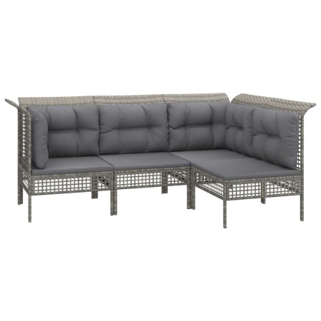 Set Divani da Giardino 9 pz con Cuscini in Polyrattan Grigio