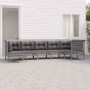 Set Divani da Giardino 7 pz con Cuscini in Polyrattan Grigio