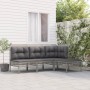 Set Divani da Giardino 4 pz con Cuscini in Polyrattan Grigio