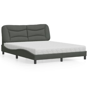 Letto con Materasso Grigio Scuro 160x200 cm Tessuto