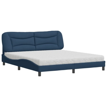 Letto con Materasso Blu 180x200 cm in Tessuto