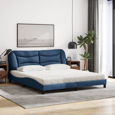 Letto con Materasso Blu 180x200 cm in Tessuto