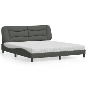 Letto con Materasso Grigio Scuro 180x200 cm Tessuto