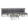 Set Divani da Giardino 6 pz con Cuscini in Polyrattan Grigio