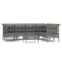 Set Divani da Giardino 8 pz con Cuscini in Polyrattan Grigio
