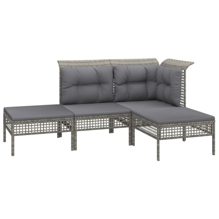 Set Divani da Giardino 8 pz con Cuscini in Polyrattan Grigio