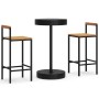 Set Bar Giardino 3 pz Nero Polyrattan e Legno Massello Acacia