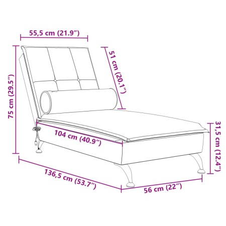 Chaise Longue Massaggi con Capezzale Verde Scuro in Velluto