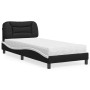 Letto con Materasso Nero e Bianco 90x200 cm in Similpelle