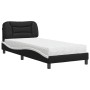 Letto con Materasso Nero e Bianco 90x200 cm in Similpelle