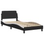 Letto con Materasso Nero e Bianco 90x200 cm in Similpelle