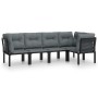 Set Salotto da Giardino 5 pz Nero e Grigio in Polyrattan