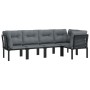 Set Salotto da Giardino 5 pz Nero e Grigio in Polyrattan
