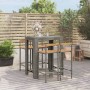 Set Bar Giardino 5pz Grigio Polyrattan e Legno Massello Acacia