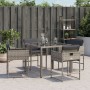 Sedie da Giardino con Cuscini 4pz Grigio in Polyrattan