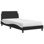 Letto con Materasso Nero e Bianco 100x200 cm in Similpelle