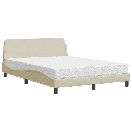 Letto con Materasso Crema 120x200 cm in Tessuto