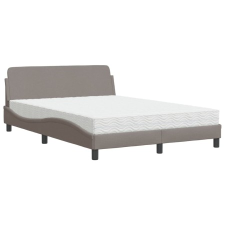 Letto con Materasso Tortora 140x190 cm in Tessuto